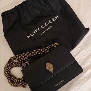 Kurt Geiger Black Crossbody Bag with Gold Chain